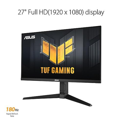 ASUS TUF Gaming 27” 1080P Monitor (VG279QL3A) - Full HD, 180Hz, 1ms, Fast IPS, Extreme Low Motion Blur, FreeSync Premium, G-SYNC Compatible, Speakers, DisplayPort, Height Adjustable, 3 Year Warranty 27 Fast IPS 180Hz G-SYNC Height Adjustable