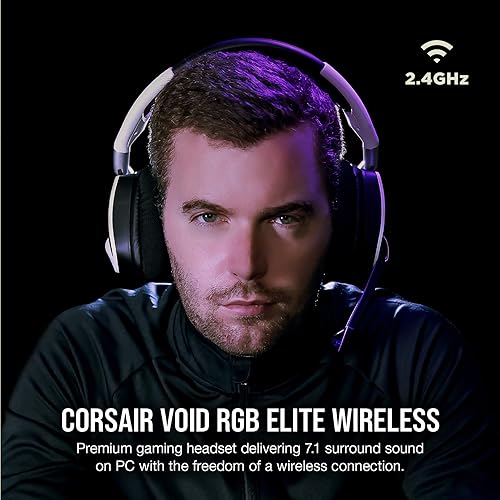 Corsair Gaming Void RGB Elite Wireless Premium Gaming Headset with 7.1 Surround Sound, White