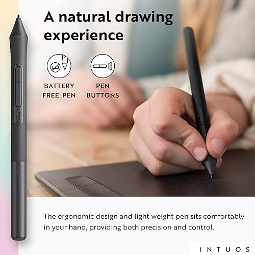 Wacom Intuos Medium Bluetooth Graphics Drawing Tablet, Portable for Teachers, Students and Creators, 4 Customizable ExpressKeys, Compatible with Chromebook Mac OS Android and Windows - Black Black Medium Bluetooth