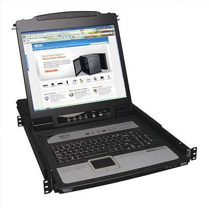 Tripp Lite B020-U08-19-IP 8-Port Console IP KVM Switch 1U RM with 19 -Feet LCD (Black) 8-Port Remote Access