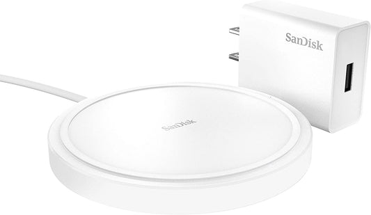 SanDisk Ixpand Wireless Charger 15W (includes Quick Charge adapter + USB Type-C cable) - Wireless charging pad for Qi-compatible smart phones and devices - SDIZB0N-000G-ANCLN Wireless Charger - w/ Adapter Charger Only (No storage)