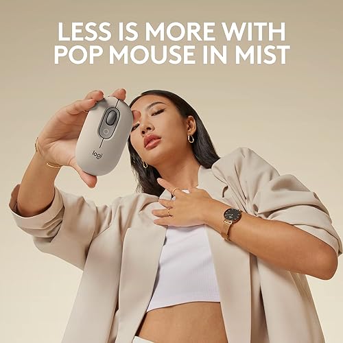 Logitech POP Mouse, Wireless Mouse with Customizable Emojis, SilentTouch Technology, Precision/Speed Scroll, Compact Design, Bluetooth, Multi-Device, OS Compatible - Mist Mist POP Mouse