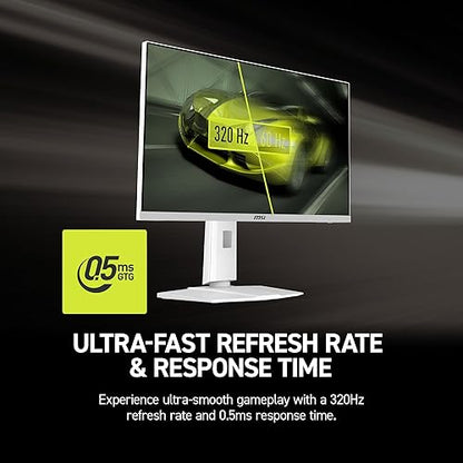 MSI MAG 274QRFW X32 27-inch 2560 x 1440 (QHD) Gaming Monitor, 320Hz, Adaptive-Synch, HDR Ready, HDMI, VGA Port,VESA Mountable, Tilt, 4-Side Slim Bezel, 0.5ms, White