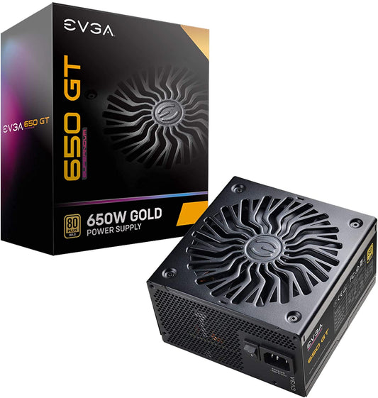 EVGA Supernova 650 GT, 80 Plus Gold 650W, Fully Modular, Auto Eco Mode with FDB Fan, 7 Year Warranty, Includes Power ON Self Tester, Compact 150mm Size, Power Supply 220-GT-0650-Y1 GT 650W