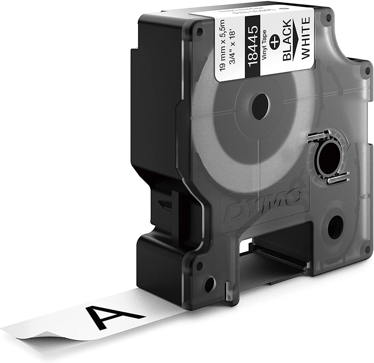 DYMO - V150009-18445 3/4" White Vinyl Labels Black on White 3/4" (19MM) Black on White