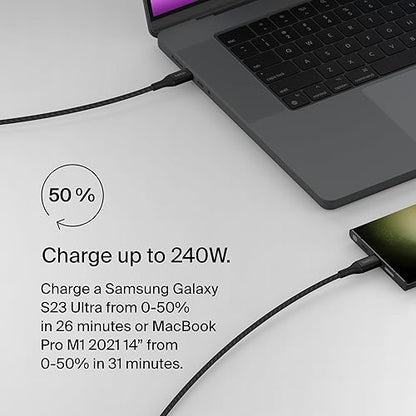 Belkin BoostCharge USB-C to USB-C Power Cable (2M, 6.6ft), Fast Charging Cable with 240W Power Delivery, USB-IF Certified, Compatible with MacBook Pro, Chromebook, Samsung Galaxy, iPad, & More - Black 2M Black