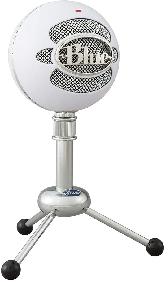 Blue microphones Blue Snowball USB Microphone for Recording, Streaming, Podcasting, Gaming on PC and Mac, Condenser Mic with Cardioid and Omnidirectional Pickup Patterns, and Stylish Retro Design - Textured White