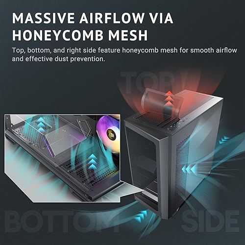 Antec C3 ARGB, 3 x 120mm & 1 x 120mm ARGB PWM Fans Included, Up to 8 Fans Simultaneously, Type-C,Seamless Tempered Glass Front & Side Panels, 360mm Radiator Support, Mid-Tower ATX PC Case