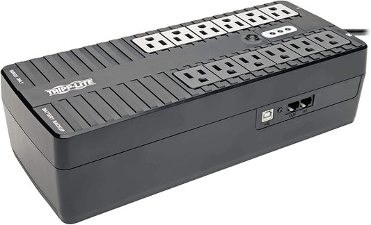 Tripp Lite 750VA UPS Desktop Battery Back Up, 12 Outlet, 450W 120V Standby, Ultra-Compact, USB, 3 Year Warranty &amp; $100,000 Insurance (INTERNET750U) Black 750 VA Battery Back Up