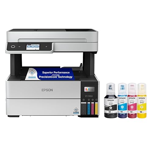 Epson EcoTank Pro ET-5150 Wireless Color All-in-One Supertank Printer with Scanner, Copier, Plus Auto Document Feeder White ET-5150