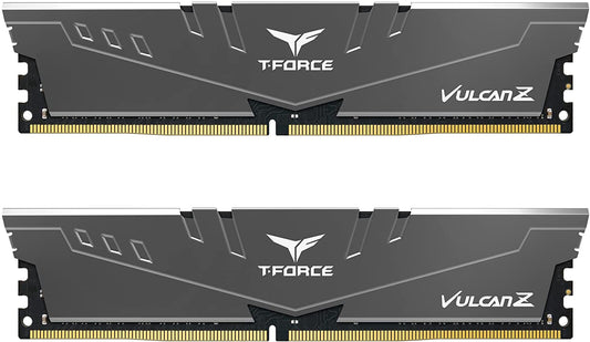 TEAMGROUP T-Force Vulcan Z DDR4 32GB Kit (2x16GB) 3200MHz (PC4-25600) CL16 Desktop Memory Module Ram (Gray) - TLZGD432G3200HC16FDC01 32GB(2x16) DDR4 3200MHz 16-20-20-40 Gray
