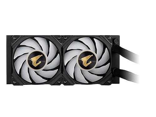AORUS WATERFORCE X 240 AIO Liquid CPU Cooler, Rotatable Circular LCD Display with Micro SD Support, 240mm Radiator with 2X 120mm Low Noise ARGB Fans, Compatible with Intel LGA1700