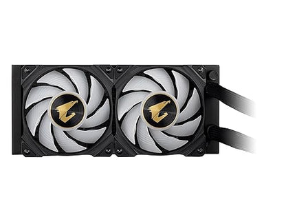 AORUS WATERFORCE X 240 AIO Liquid CPU Cooler, Rotatable Circular LCD Display with Micro SD Support, 240mm Radiator with 2X 120mm Low Noise ARGB Fans, Compatible with Intel LGA1700