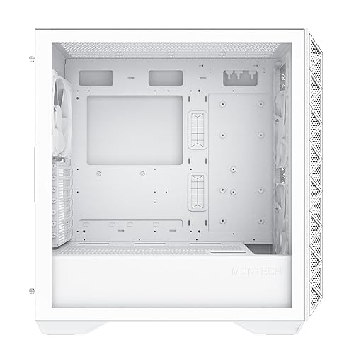 Montech AIR 903 Base, E-ATX Mid Tower Case, High Airflow with Max Capacity, 3X 140mm PWM Fans Pre-Installed, Tempered Glass Side Panel, Mesh Front, Type-C, Support 4090 GPUs, White AIR 903 Base (W)