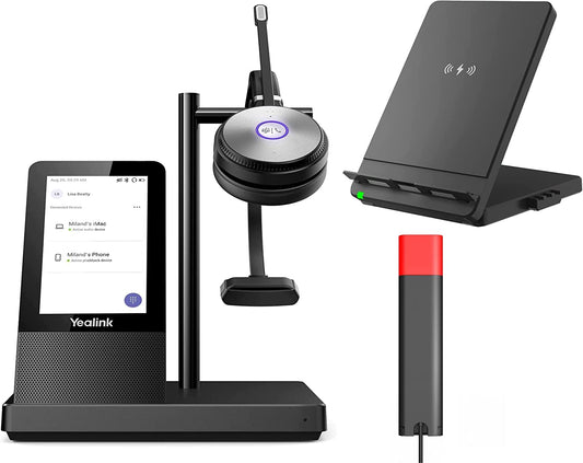 Yealink WHC60 Wireless Charger &amp; WH66 &amp; BLT60 Busylight for Yealink Wireless Headset Bluetooth with Microphone DECT Headset for Computer Laptop PC Headset for Office VoIP Phone IP Teams Certified