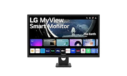LG 32SR50F-B MyView Smart Monitor 32" FHD (1920x1080) IPS Display, webOS 23, HDR 10, 5Wx2 Speakers, AirPlay 2, Screen Share, Bluetooth, ThinQ App, Remote Control, Black