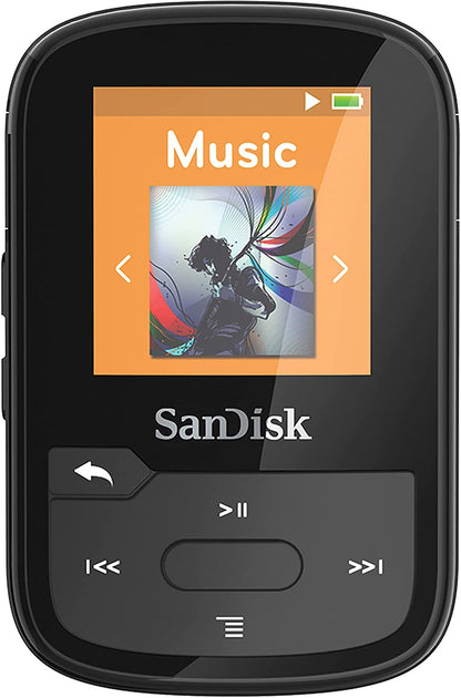 SanDisk 16GB Clip Sport Plus MP3 Player, Black - Bluetooth, LCD Screen, FM Radio - SDMX28-016G-G46K Black 16GB MP3 Player