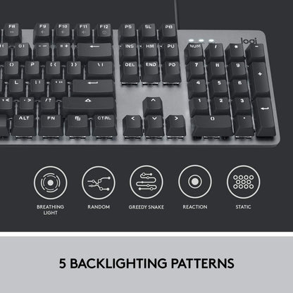 Logitech K845 Mechanical Illuminated Keyboard, Mechanical Switches, Strong Adjustable Tilt Legs, Full Size, Aluminum Top Case, 104 Keys, USB Corded, Windows (TTC Brown Switches) TTC Brown TTC Keyboard