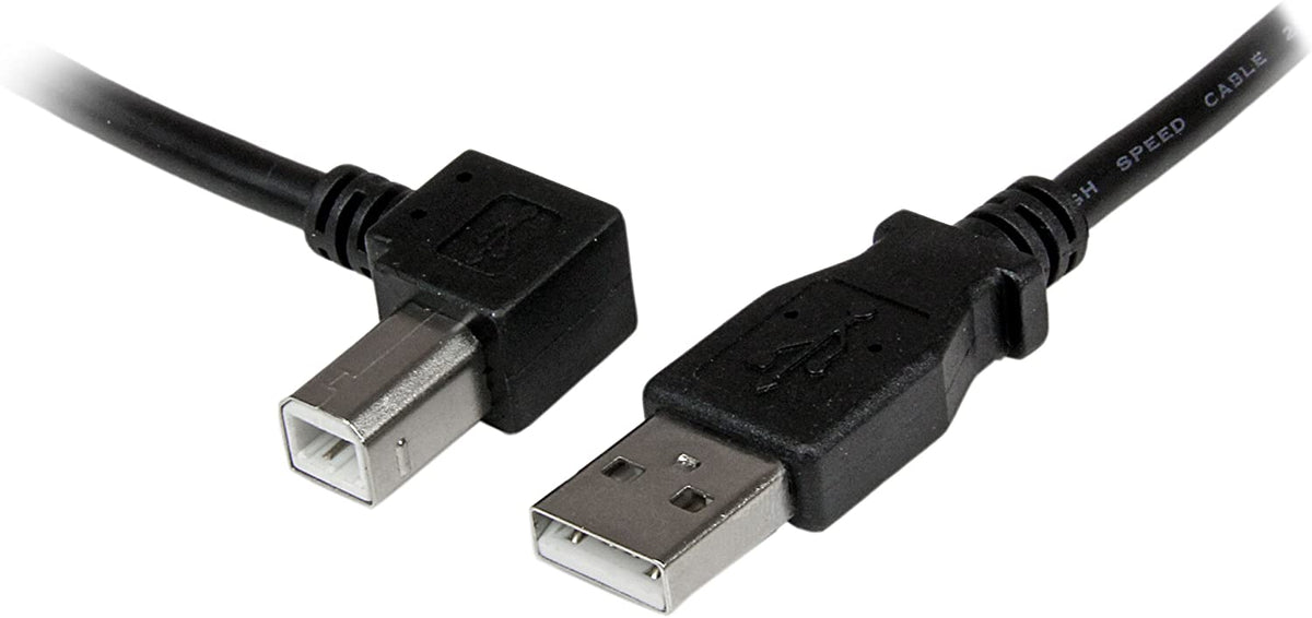 StarTech.com 1m USB 2.0 A to Left Angle B Cable Cord - 1 m USB Printer Cable - Left Angle USB B Cable - 1x USB A (M), 1x USB B (M) (USBAB1ML),Black Left Angled Connector 3 ft / 1m