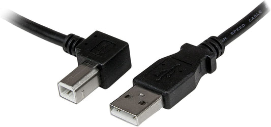 StarTech.com 2m USB 2.0 A to Left Angle B Cable Cord - 2 m USB Printer Cable - Left Angle USB B Cable - 1x USB A (M), 1x USB B (M) (USBAB2ML),Black Left Angled Connector 6 ft / 2m
