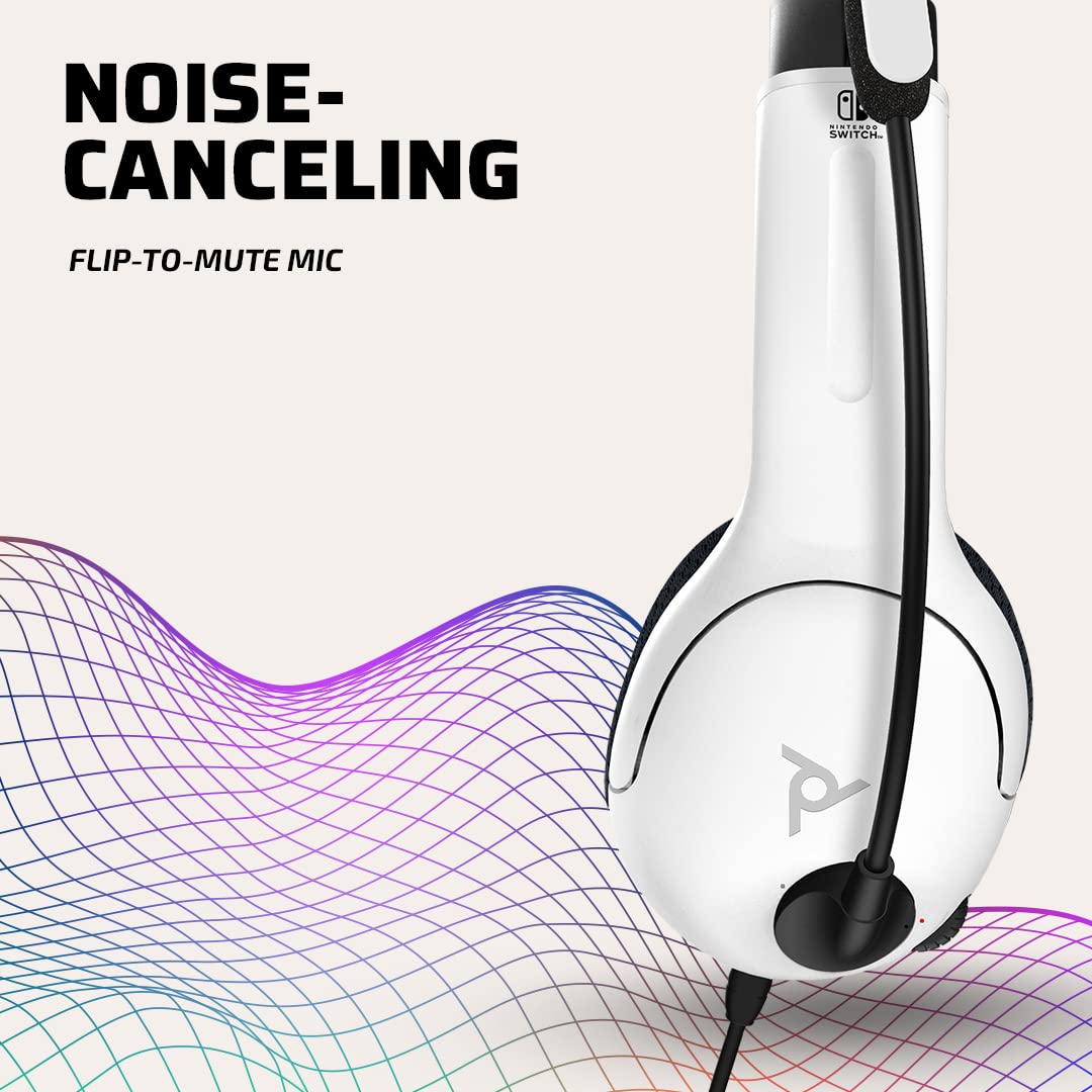 PDP Gaming LVL40 Stereo Headset with Mic for Switch OLED - Noise Cancelling Microphone - Black &amp; White - Nintendo Switch Black/White Headset