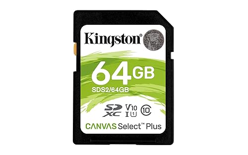 Kingston 64GB SDXC Canvas Select Plus 100MB/s Read Class 10 UHS-I U1 V10 Memory Card (SDS2/64GB)