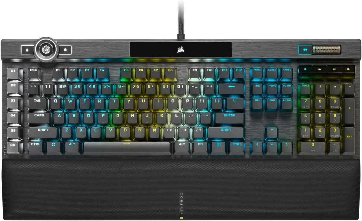 Corsair K100 RGB Mechanical Gaming Keyboard - Cherry MX Speed RGB Silver Keyswitches - AXON Hyper-Processing Technology for 4X Faster Throughput - 44-Zone RGB LightEdge - PBT Double-Shot Keycaps