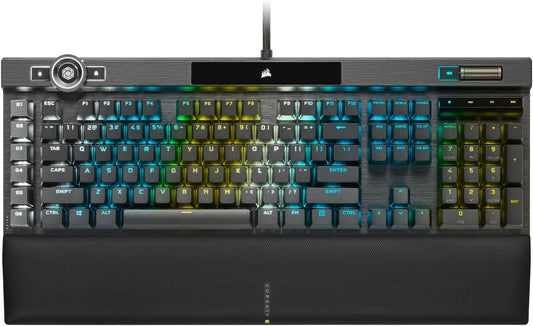 Corsair K100 RGB Mechanical Gaming Keyboard - Cherry MX Speed RGB Silver Keyswitches - AXON Hyper-Processing Technology for 4X Faster Throughput - 44-Zone RGB LightEdge - PBT Double-Shot Keycaps