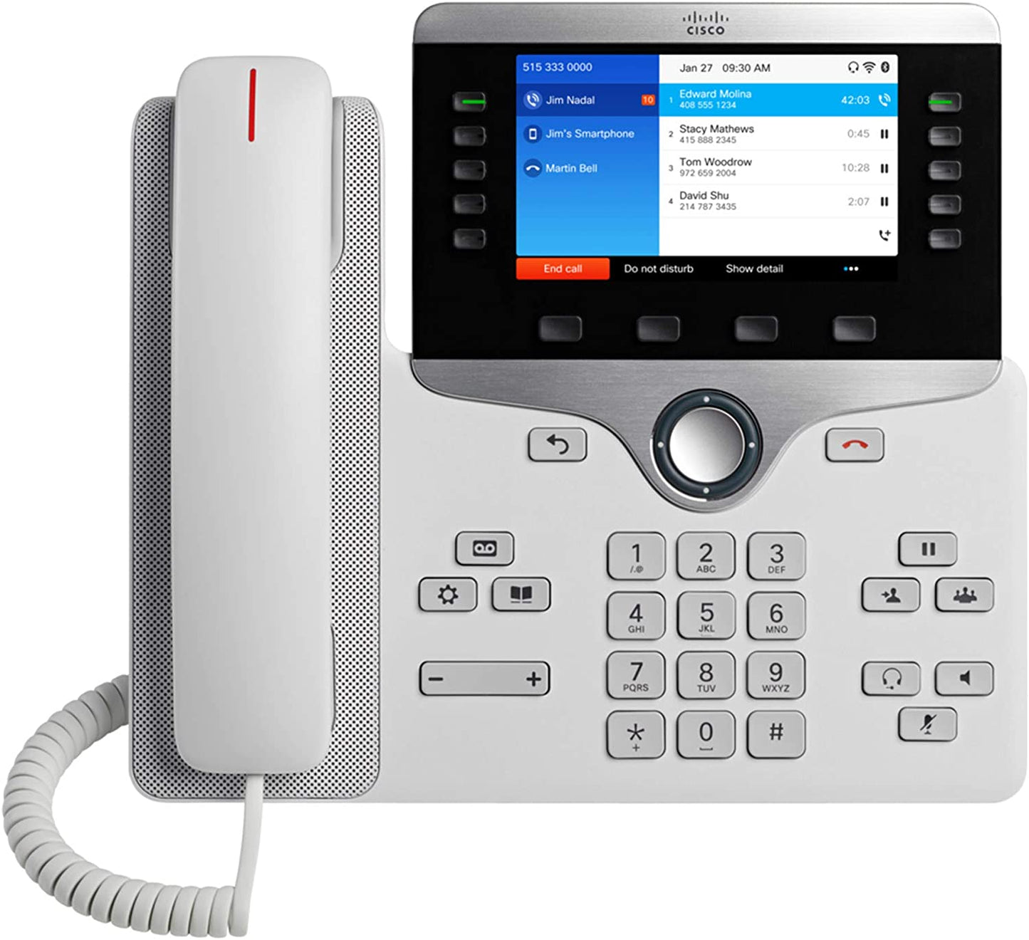 Cisco IP Business Phone 8861, 5-inch WVGA Color Display, Gigabit Ethernet Switch, Class 4 PoE, WLAN Enabled, 2 USB Ports, 10 SIP Registrations, 1-Year Limited Hardware Warranty (CP-8861-K9=)