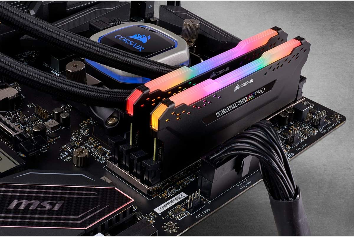 Corsair Vengeance RGB Pro 16GB (2x8GB) DDR4 3600 (PC4-28800) C18 AMD Optimized Memory – Black