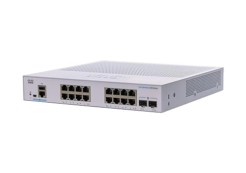 CISCO DESIGNED Business CBS350-16T-2G Managed Switch | 16 Port GE | 2x1G SFP | Limited Lifetime Protection (CBS350-16T-2G) Switch 16-port GE / 2 x GE Uplinks