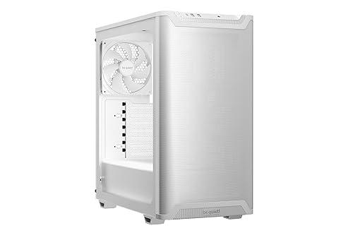 be quiet! Pure Base 501 White PC case | 2 Preinstalled Quiet Fans | Mid Case | USB 3.2 Gen | Airflow | Glass Window | BGW75