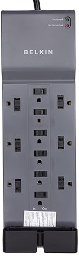 Belkin 12 Outlet Home and Office Surge Protector with 8ft Power Cord - Receptacles: 12 x NEMA 5-15R - 3960J
