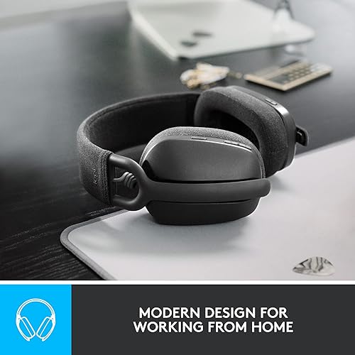 Logitech Zone Vibe 100 Lightweight Wireless Over Ear Headphones with Noise Canceling Microphone, Advanced Multipoint Bluetooth Headset, Works with Teams, Google Meet, Zoom, Mac/PC - Graphite Bluetooth Graphite
