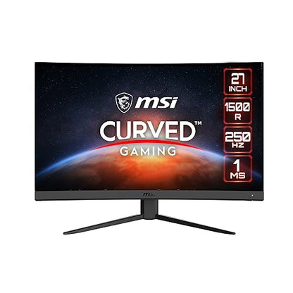 MSI G27C4X 27 Curved Gaming Monitor, 1920 x 1080 (FHD), 1ms, 250Hz, FreeSync, HDMI, DisplayPort, Anti-Flicker, Anti-Glare, HDR Ready,Black 27 G27C4X