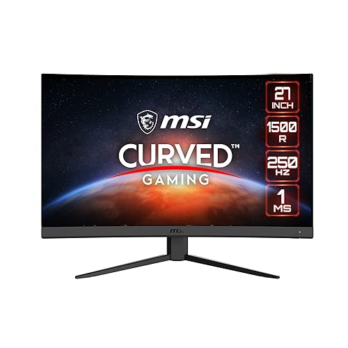 MSI G27C4X 27 Curved Gaming Monitor, 1920 x 1080 (FHD), 1ms, 250Hz, FreeSync, HDMI, DisplayPort, Anti-Flicker, Anti-Glare, HDR Ready,Black 27 G27C4X