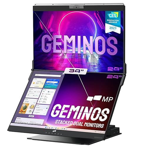 Mobile Pixels Geminos (2 x 24 inch) IPS Dual Stacked Computer Monitors with 100W USB-C Charging, 1080P Webcam&Speakers, All-Inclusive Workstation PC Monitor, USB-A/USB-C/HDMI, Ergo Design(2 Monitors) 24" x 2 Geminos