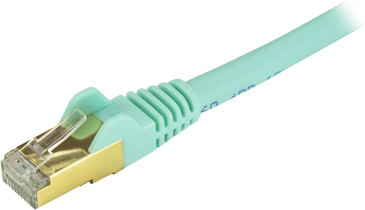 StarTech.com 3ft CAT6a Ethernet Cable - 10 Gigabit Shielded Snagless RJ45 100W PoE Patch Cord - 10GbE STP Network Cable w/Strain Relief - Aqua Fluke Tested/Wiring is UL Certified/TIA (C6ASPAT3AQ) 3 ft / 1m Aqua