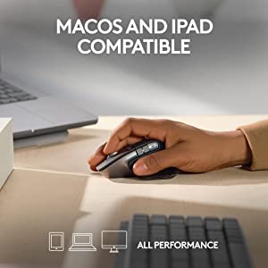 Logitech MX Master 3S for Mac - Wireless Bluetooth Mouse with Ultra-Fast Scrolling, Ergo, 8K DPI, Quiet Clicks, Track on Glass, Customization, USB-C, Apple, iPad - Space Grey MX Master 3S Mac (NEW) Space Grey