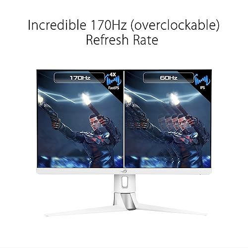 ASUS ROG Strix XG27AQ-W 27” 1440P HDR Gaming Monitor - White, QHD (2560 x 1440), Fast IPS, 170Hz, 1ms, Extreme Low Motion Blur Sync, G-SYNC Compatible, Eye Care, HDMI, DisplayPort, USB, DisplayHDR400