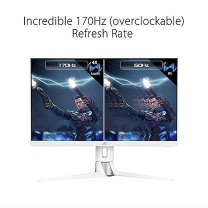 ASUS ROG Strix XG27AQ-W 27” 1440P HDR Gaming Monitor - White, QHD (2560 x 1440), Fast IPS, 170Hz, 1ms, Extreme Low Motion Blur Sync, G-SYNC Compatible, Eye Care, HDMI, DisplayPort, USB, DisplayHDR400