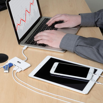 Tripp Lite 4-Port USB 3.1 Gen 1 USB-C to USB-A Portable Hub with x4 USB-A &amp; USB-C Charging Port 5 Gbps (U460-004-4A-C)