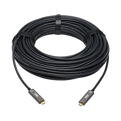 Tripp Lite USB-C Fiber (10 Gbps) Data Cable, USB 3.2 Active Optical Cable, Male to Male, Black, Plenum-Rated for in Wall & Ceiling Installations, 98 Feet / 30 Meters, 3-Year Warranty (U420F-30M-D3)