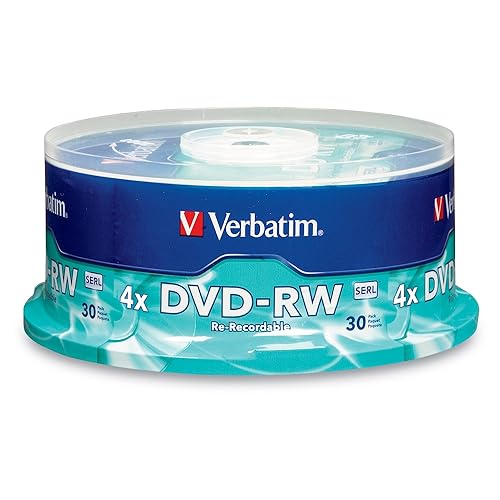 Verbatim DVD-RW 4.7GB 4X With Branded Surface - 30pk Spindle, BLUE/GRAY - 95179