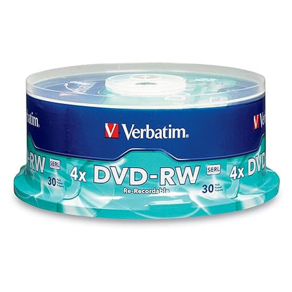 Verbatim DVD-RW 4.7GB 4X With Branded Surface - 30pk Spindle, BLUE/GRAY - 95179