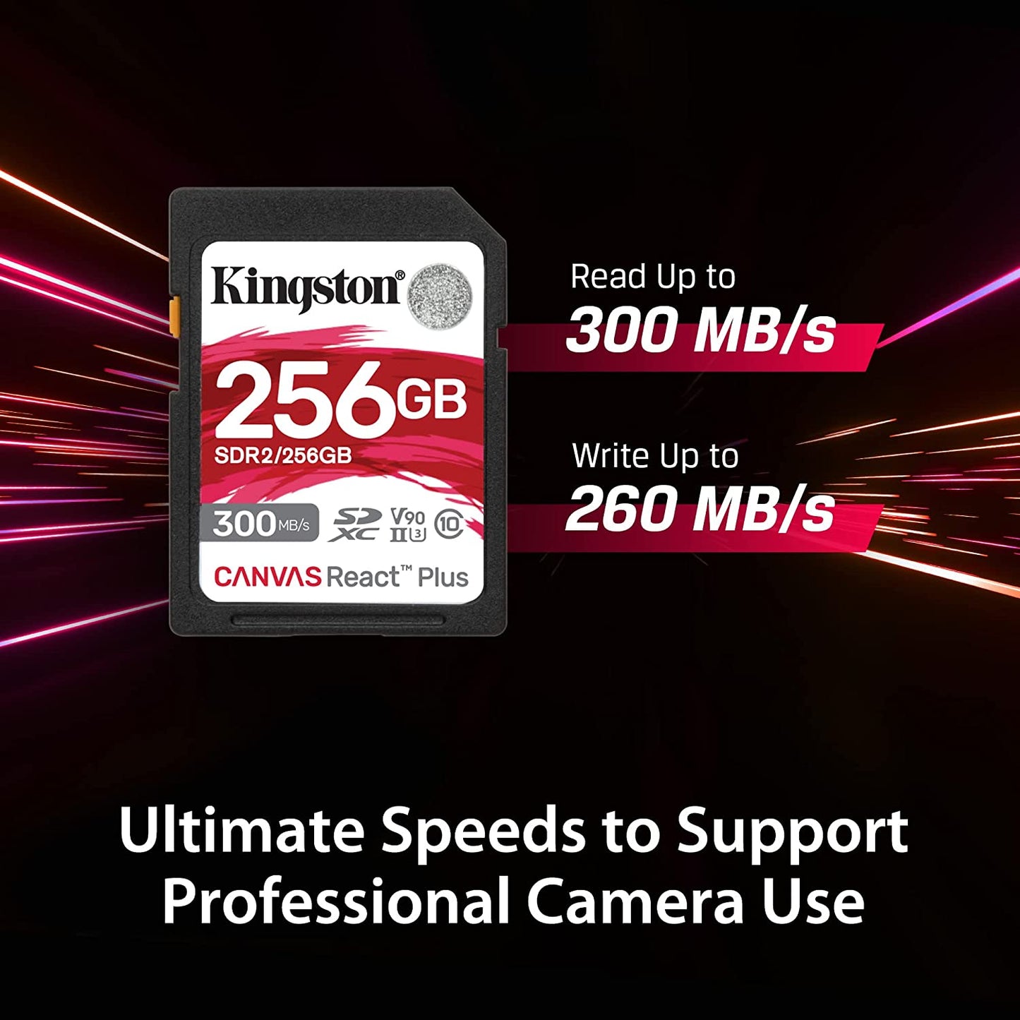 Kingston Canvas React Plus 64GB SD Card | SDXC UHS-II | 300R/260W U3 V90 | Full HD/4K/8K | SDR2/64GB