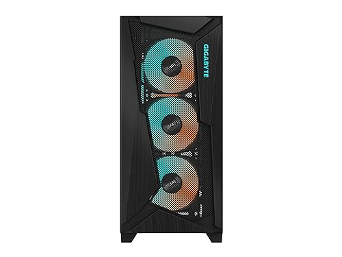 GIGABYTE C301 Glass - Black Mid Tower PC Gaming Case, Tempered Glass, USB Type-C, 4X ARBG Fans Included (GB-C301G)