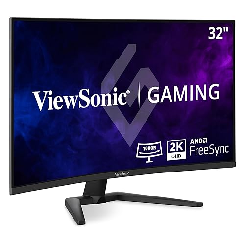 ViewSonic VX3228C-2K 32 Inch 1440p Curved Gaming Monitor with 1ms, 180Hz, FreeSync, Eye Care, HDMI, and DisplayPort Inputs