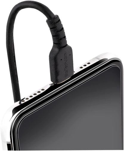 StarTech.com 20in / 50cm USB C to Lightning Cable, MFi Certified, Coiled iPhone Charger Cable, Black, Durable TPE Jacket Aramid Fiber, Heavy Duty Coil Lightning Cable (RUSB2CLT50CMBC) 50cm / 20 in USB-C