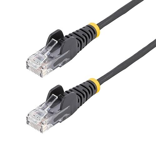 StarTech.com 4ft Black Slim CAT6 Ethernet Cable, Snagless RJ45, LSZH, 28AWG Pure Bare Copper, Slim Network Patch Cable/Cord